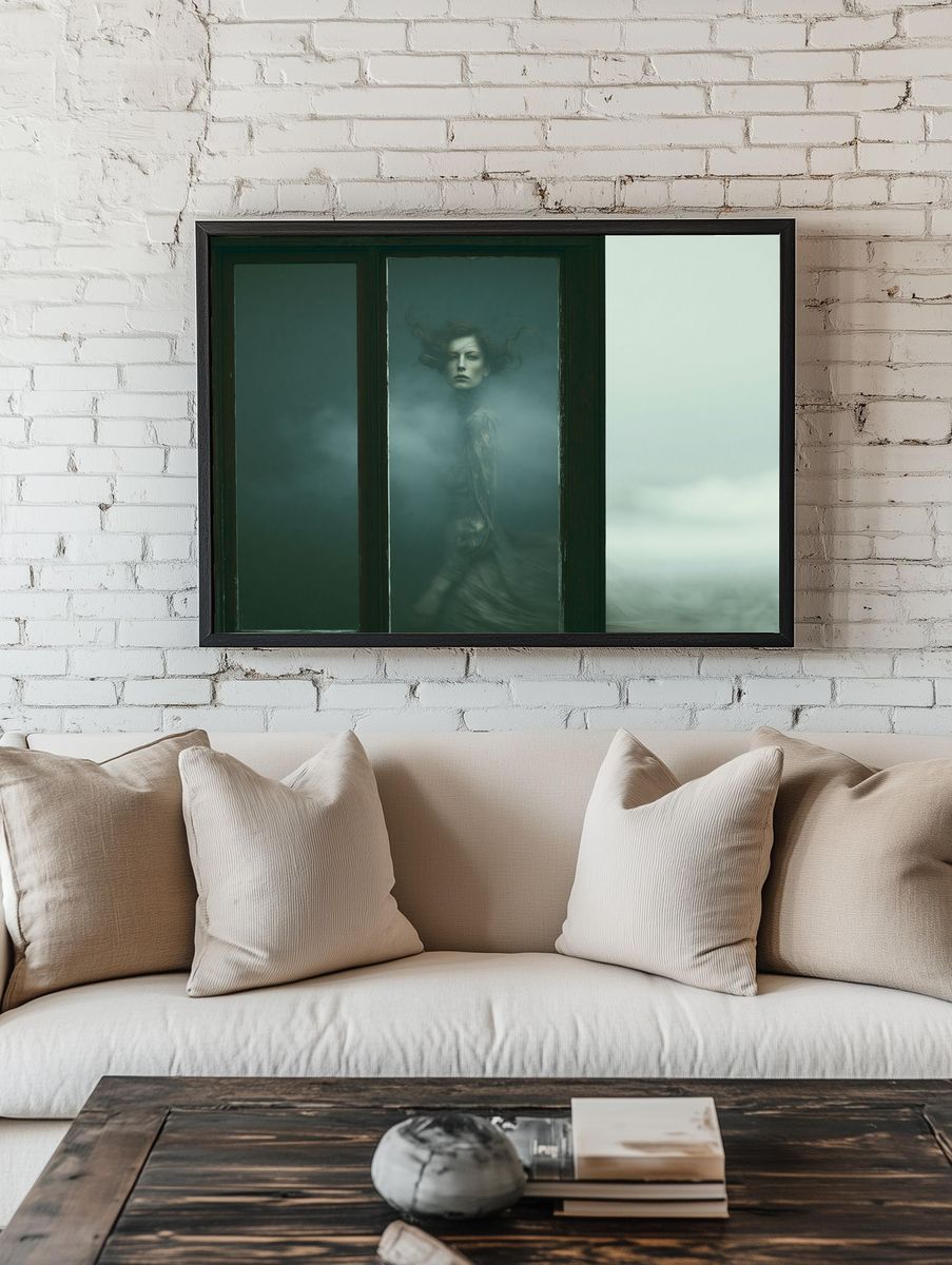 Misty Portrait in Window — Fine-Art Print. room preview