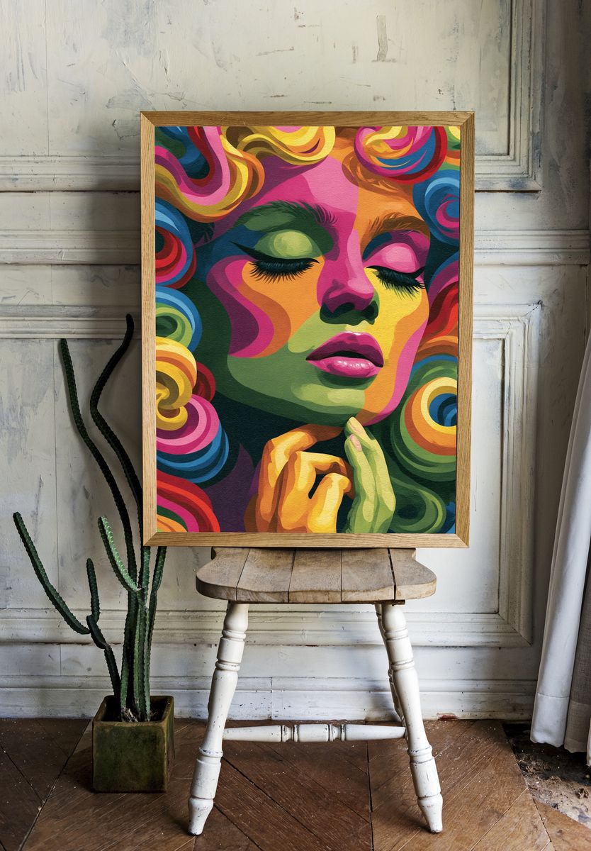 Colorful Pop Art Portrait Poster. — room view 1