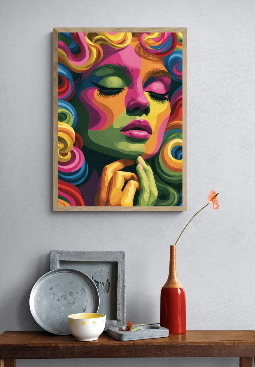 Colorful Pop Art Portrait Poster. — room view 3