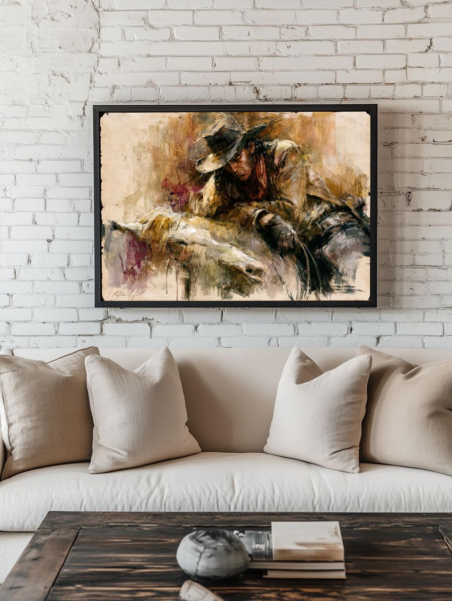 Cowboy Portrait Fine-Art Poster. — room view 1