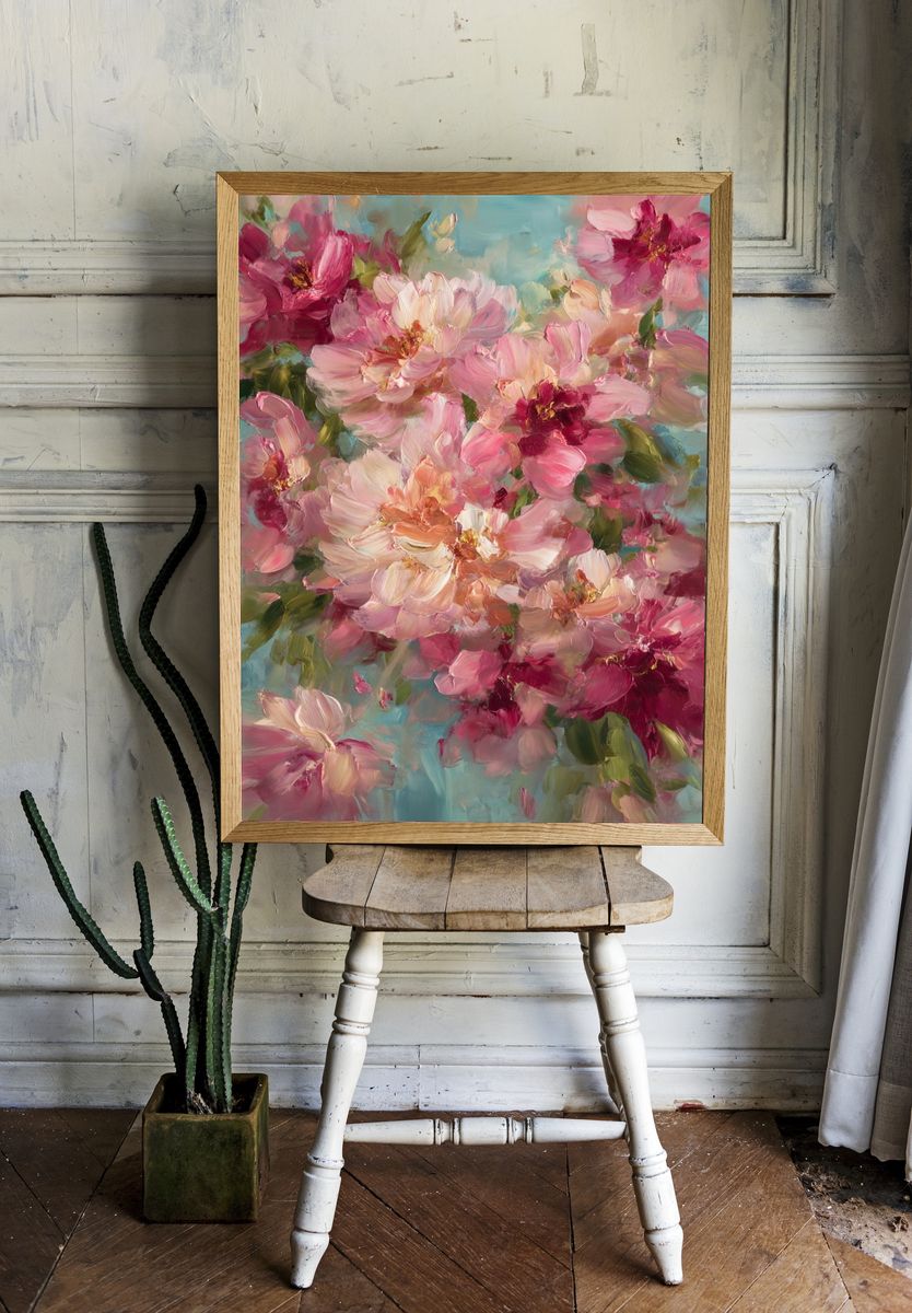 Blooming Peonies — Fine Art Print. room preview