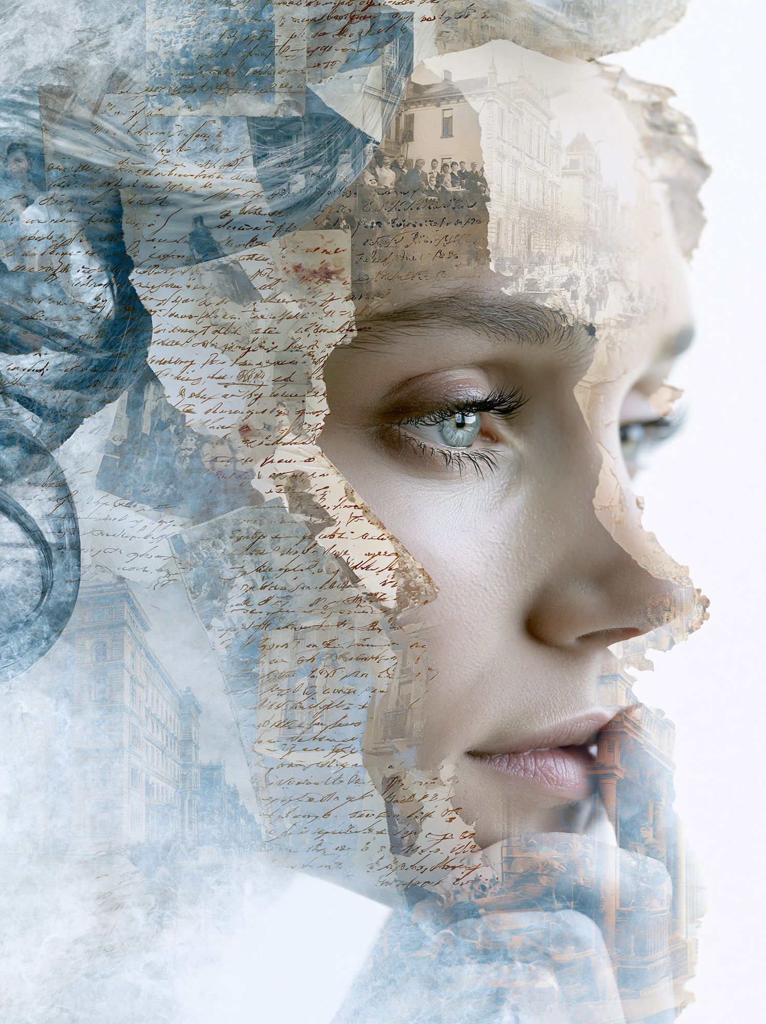 Dreamy Collage Portrait Print. poster — fine-art art