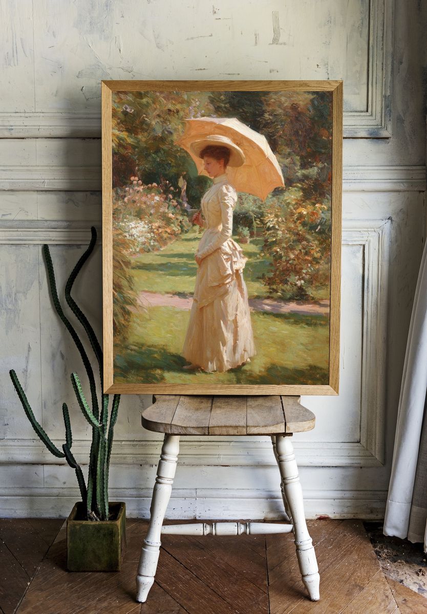 Elegant Woman with Parasol — Fine Art Print room preview