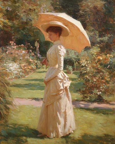 Elegant Woman with Parasol — Fine Art Print. poster