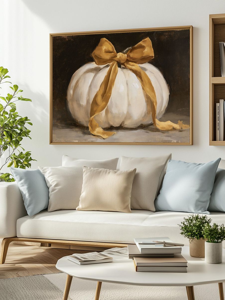 White Pumpkin Still Life Poster. — room view 2