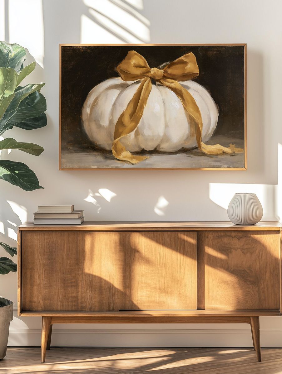 White Pumpkin Still Life Poster. — room view 3