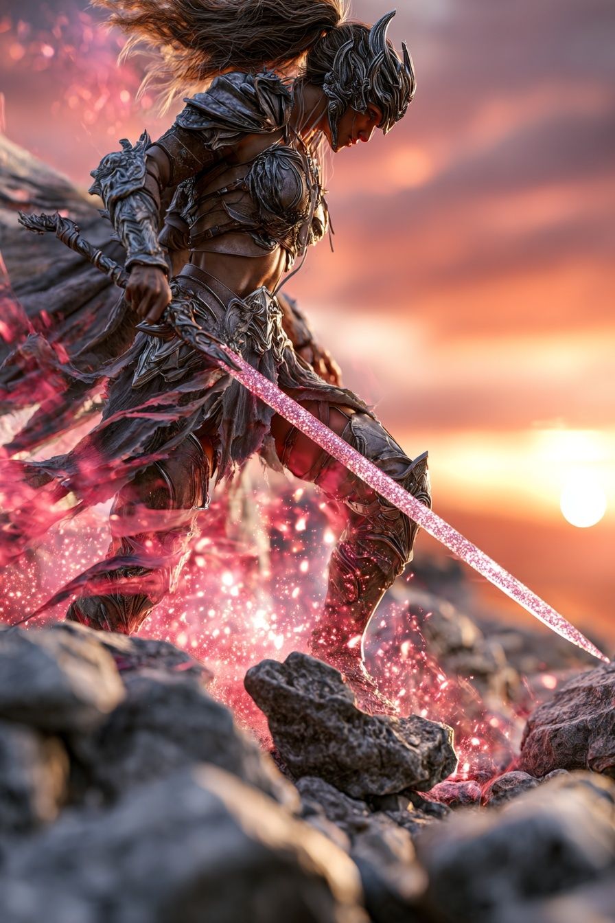 Warrior with Sword — Fantasy Art Print. poster — fine-art art