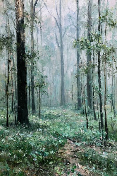 Misty Forest Path Fine-Art Print. poster