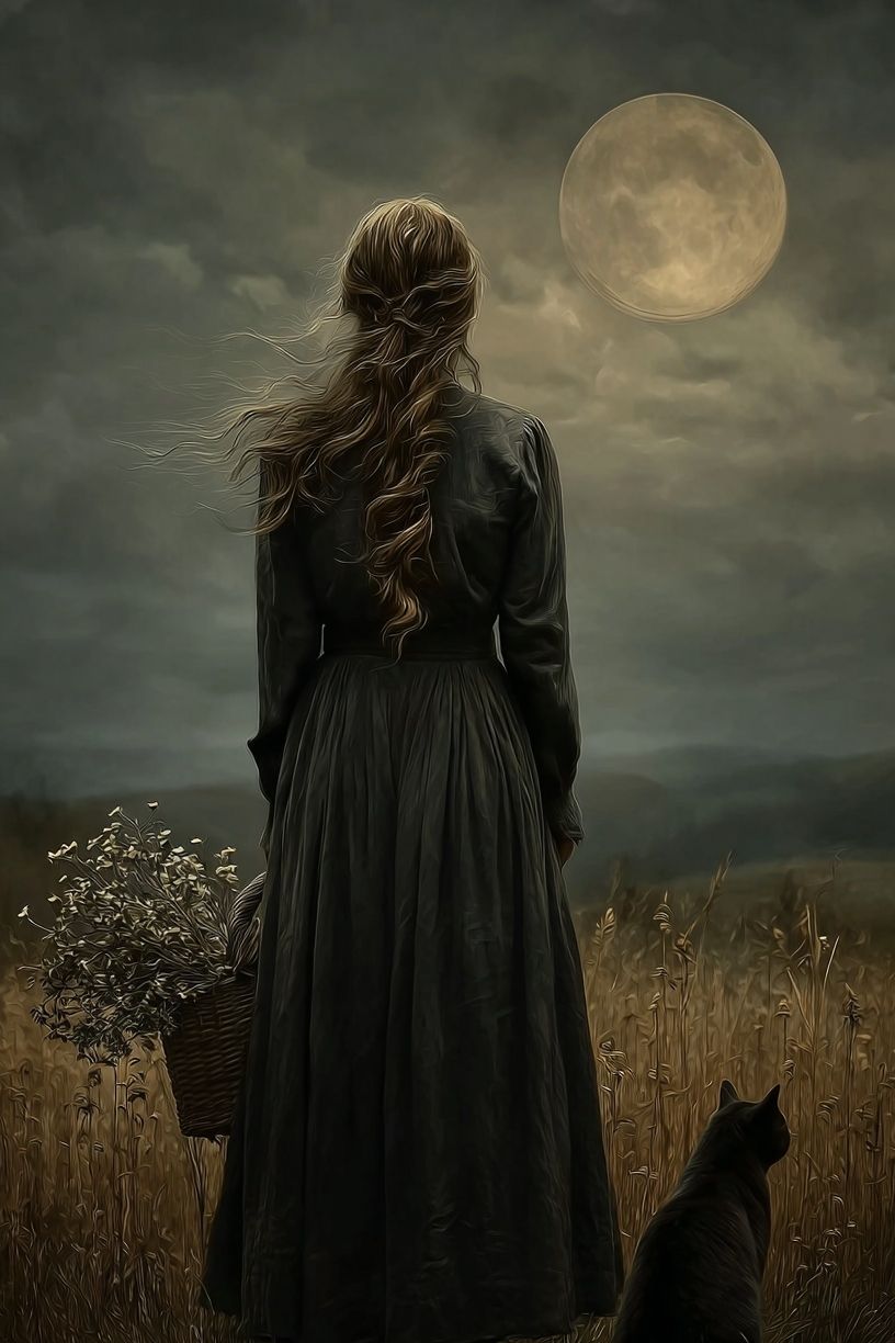 Woman with Cat — Fine Art Print. poster — fine-art art