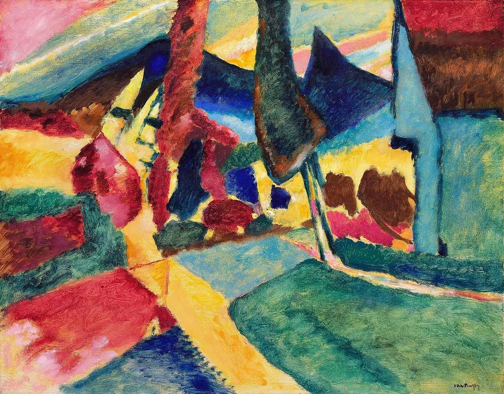 Landscape Two Poplars (1912) high. poster — fine-art art