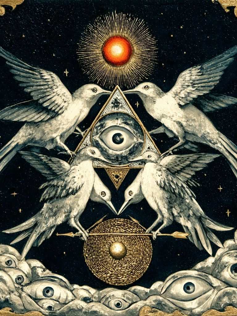 Mystical Birds and Eye — Fine Art Print. poster detail