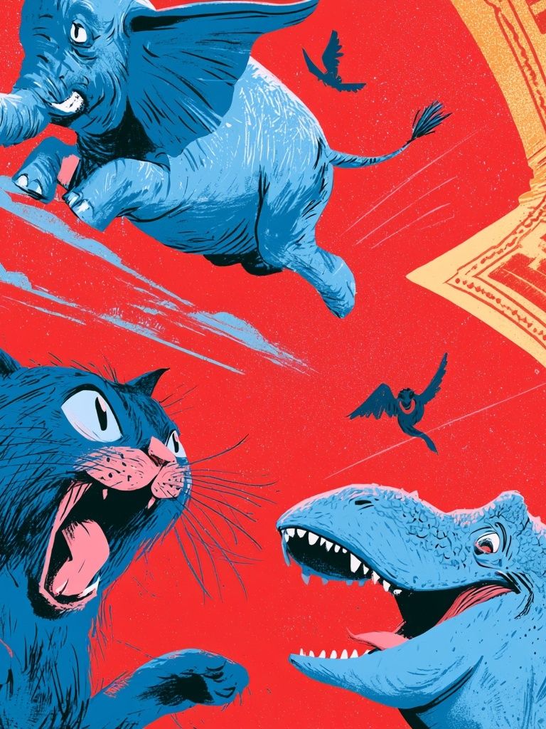 Blue Animals Pop-Art Poster. poster detail