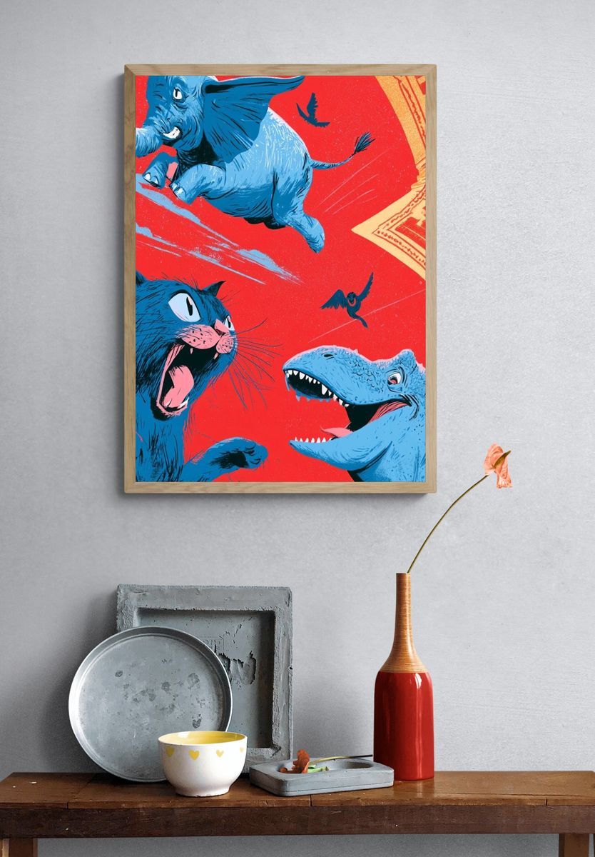 Blue Animals Pop-Art Poster. — room view 3