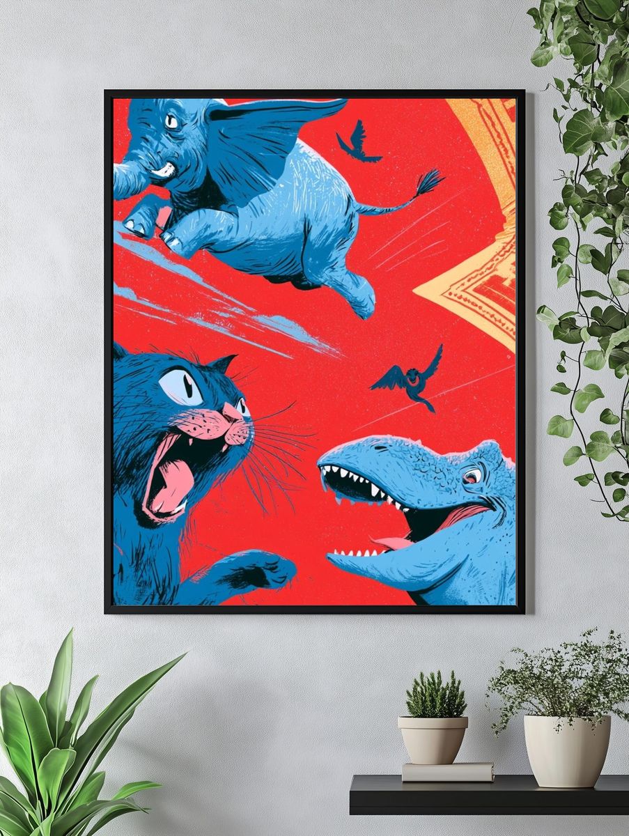 Blue Animals Pop-Art Poster. — room view 4