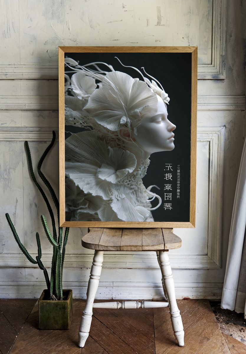 Elegant Floral Sculpture — Fine Art Print room preview