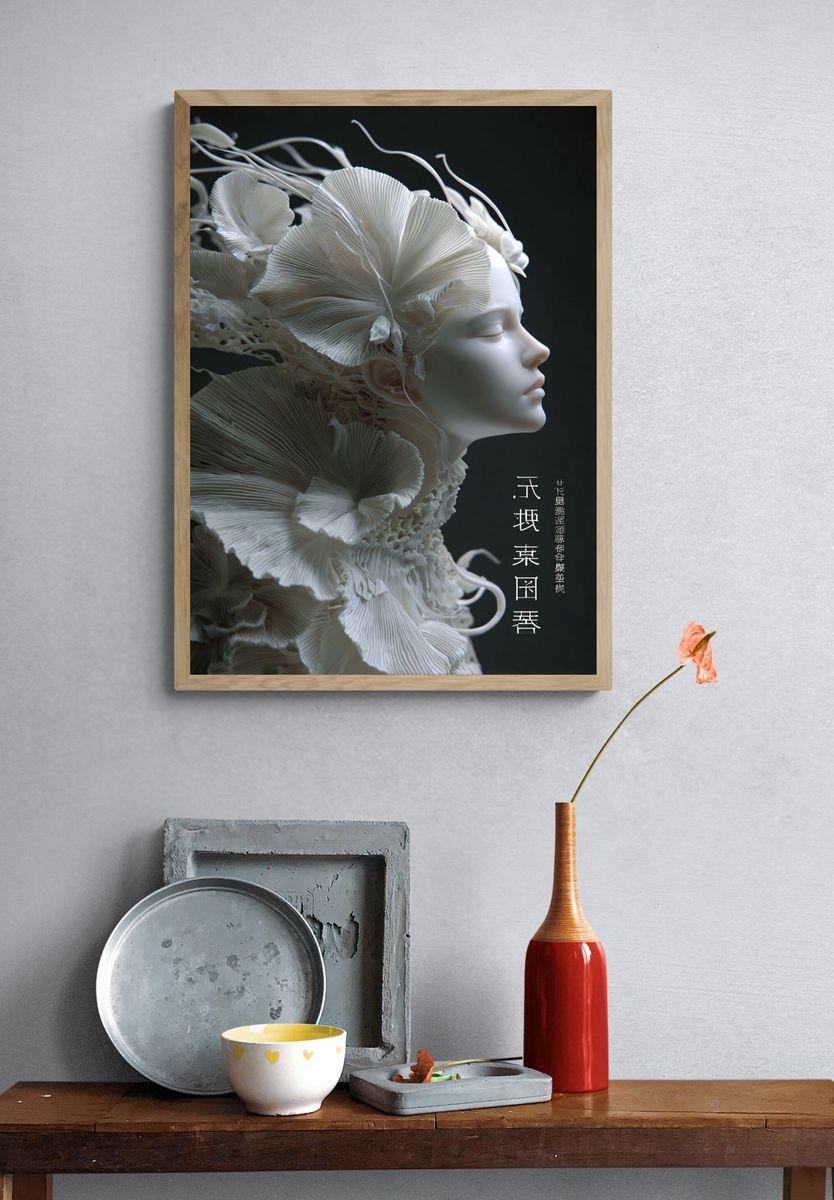 Elegant Floral Sculpture — Fine Art Print. — room view 3