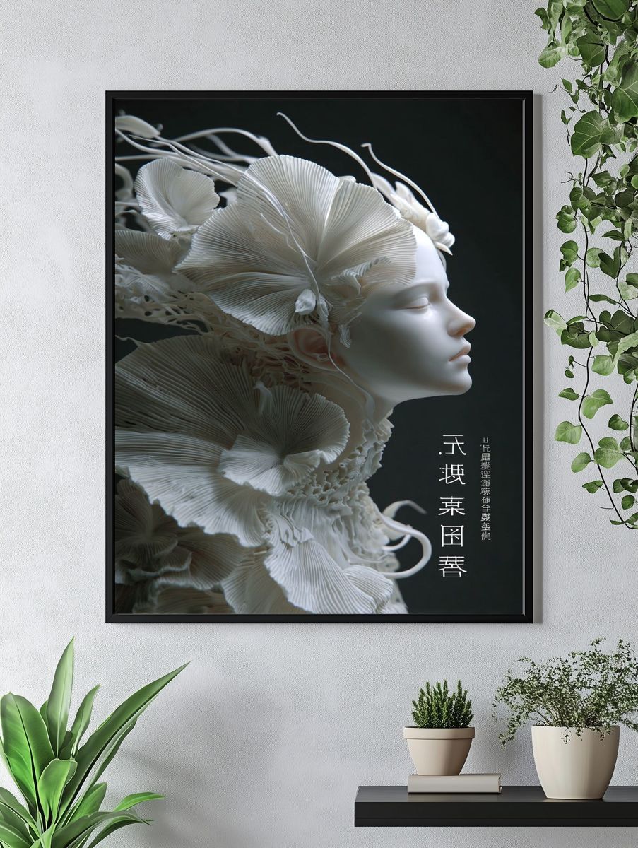 Elegant Floral Sculpture — Fine Art Print. — room view 4