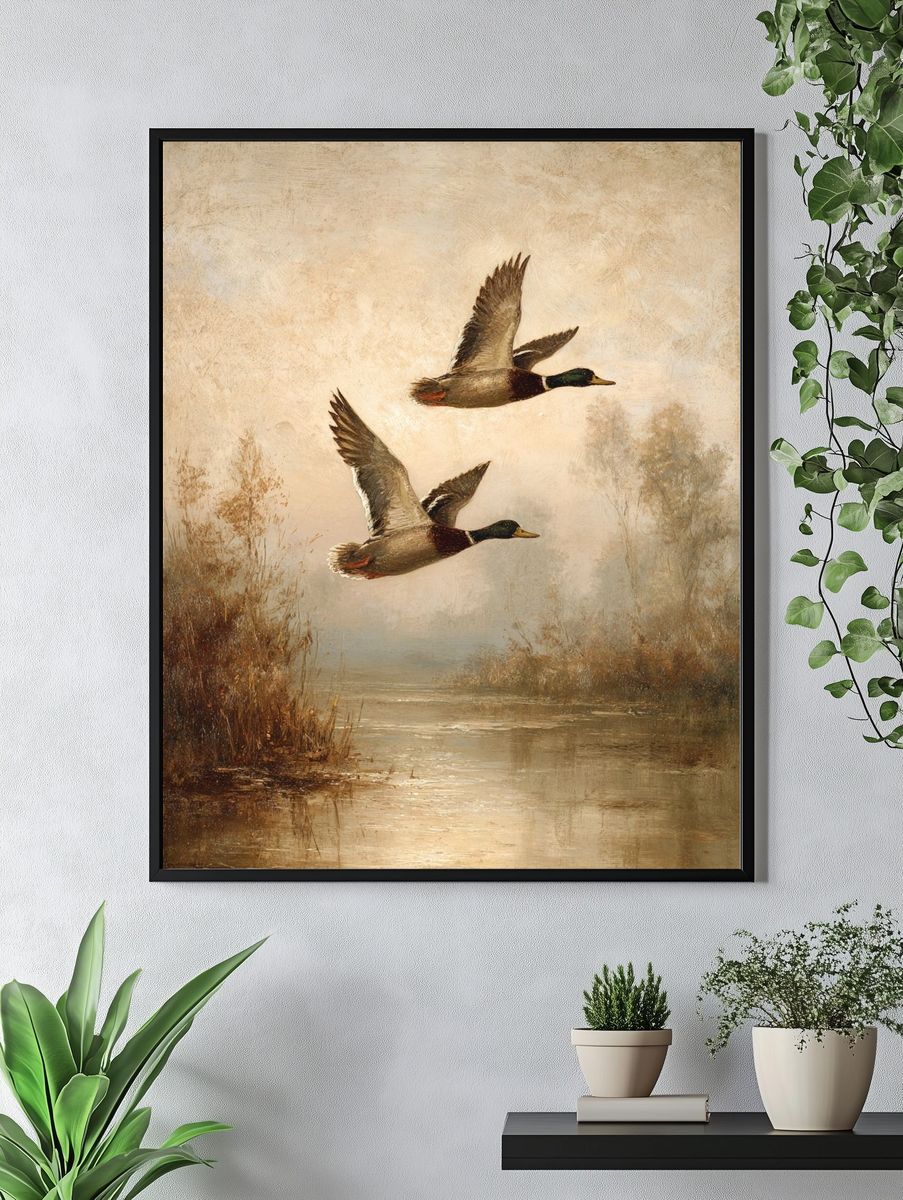 Flying Ducks — Fine Art Print. — room view 4