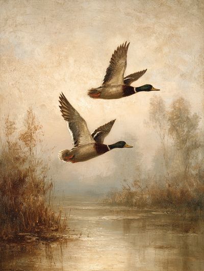 Flying Ducks — Fine Art Print. poster