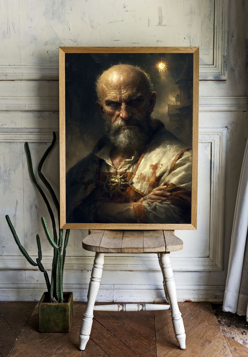 Medieval Knight Portrait Print. — room view 1