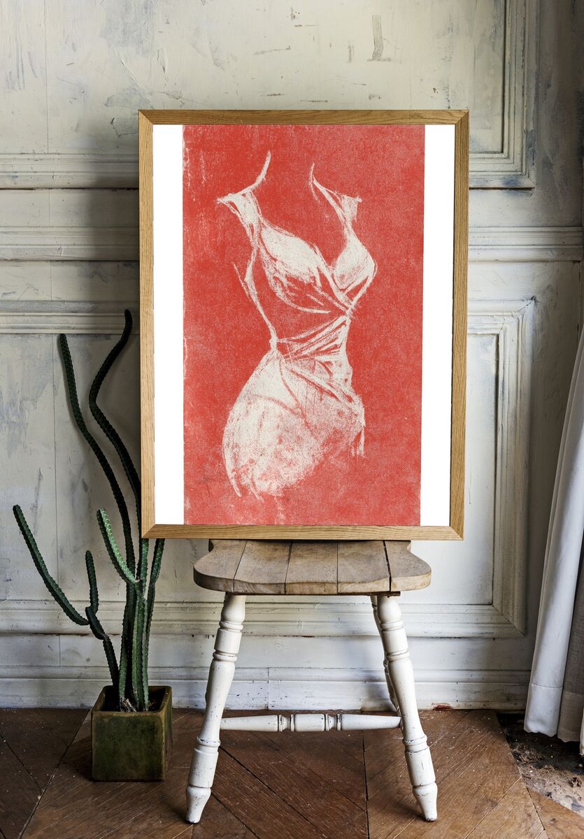 Elegant Dress Sketch — Fine Art Print room preview