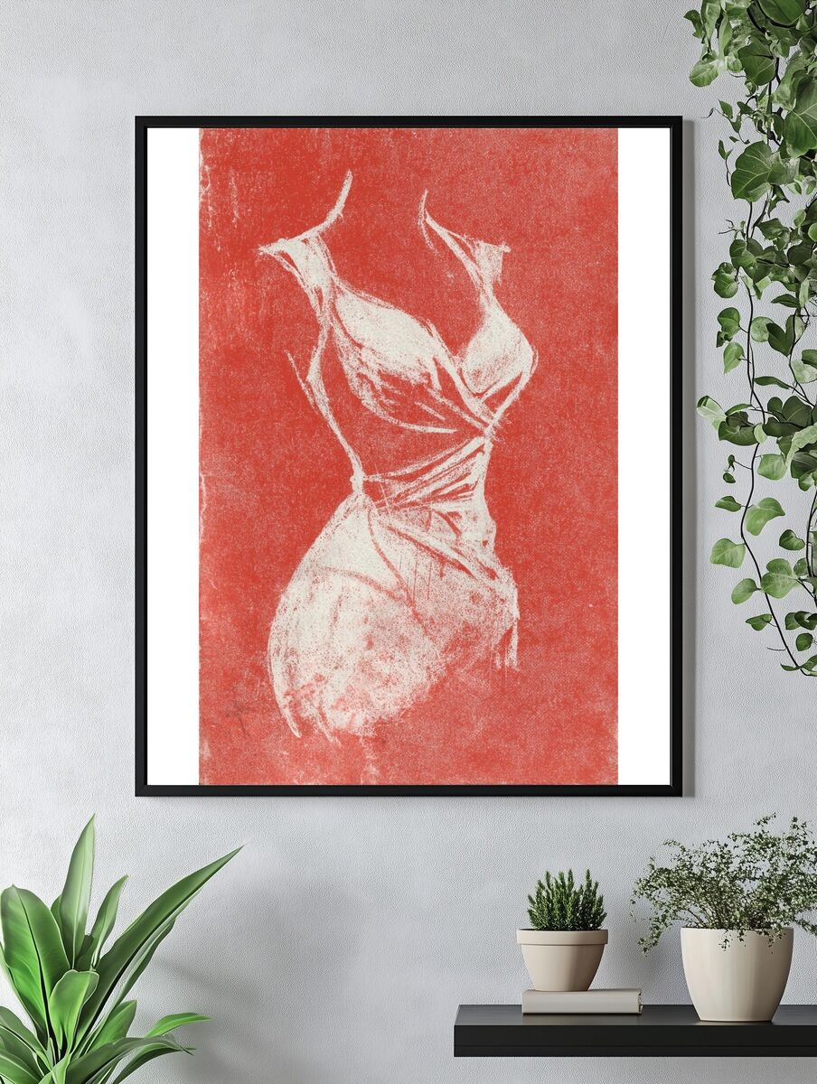 Elegant Dress Sketch — Fine Art Print. — room view 4