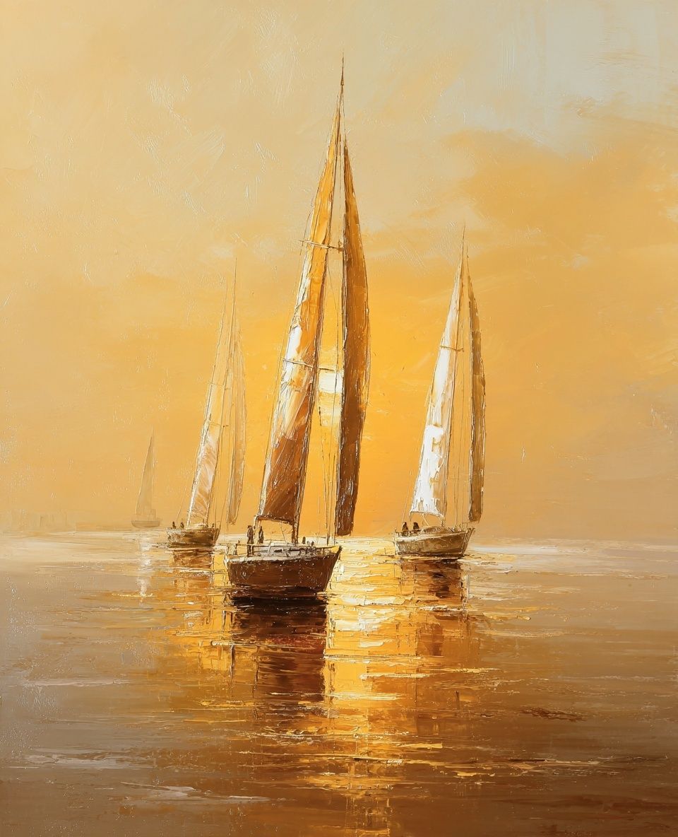Golden Sailboats — Fine-Art Print. poster detail