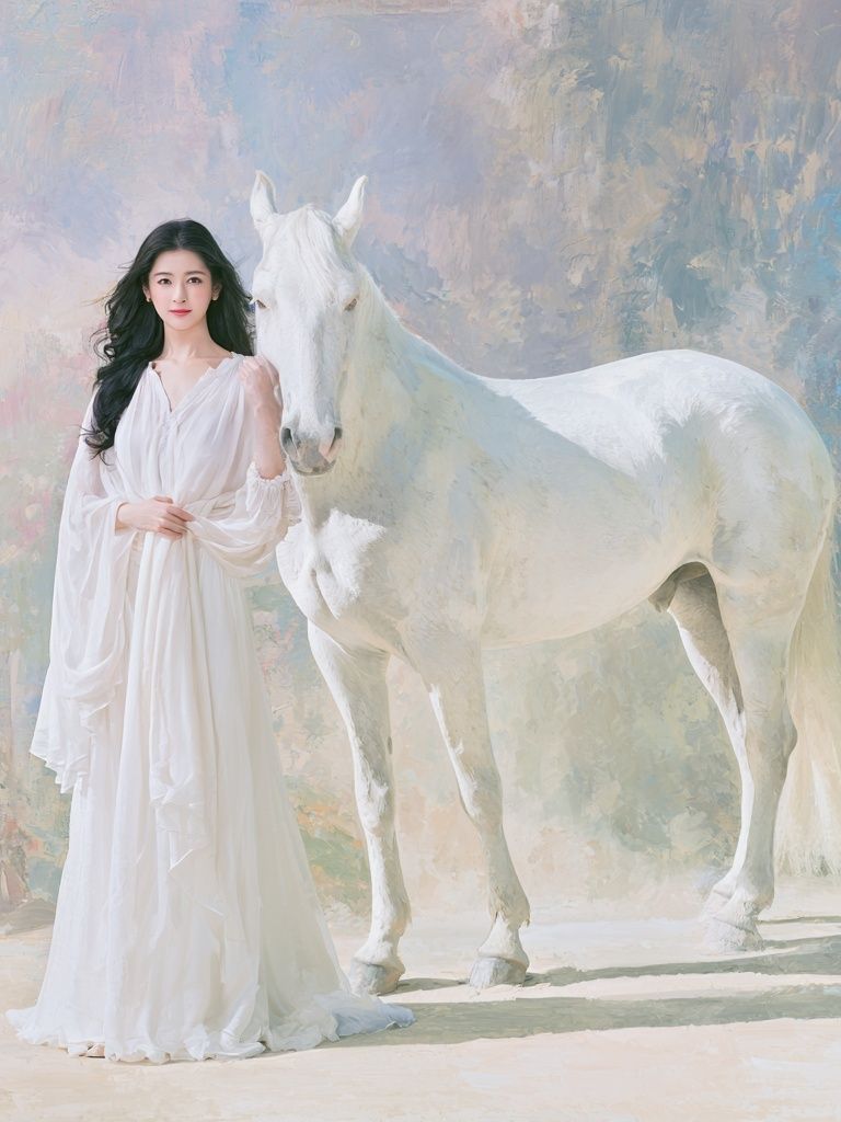 White Horse Portrait Print. poster — fine-art art