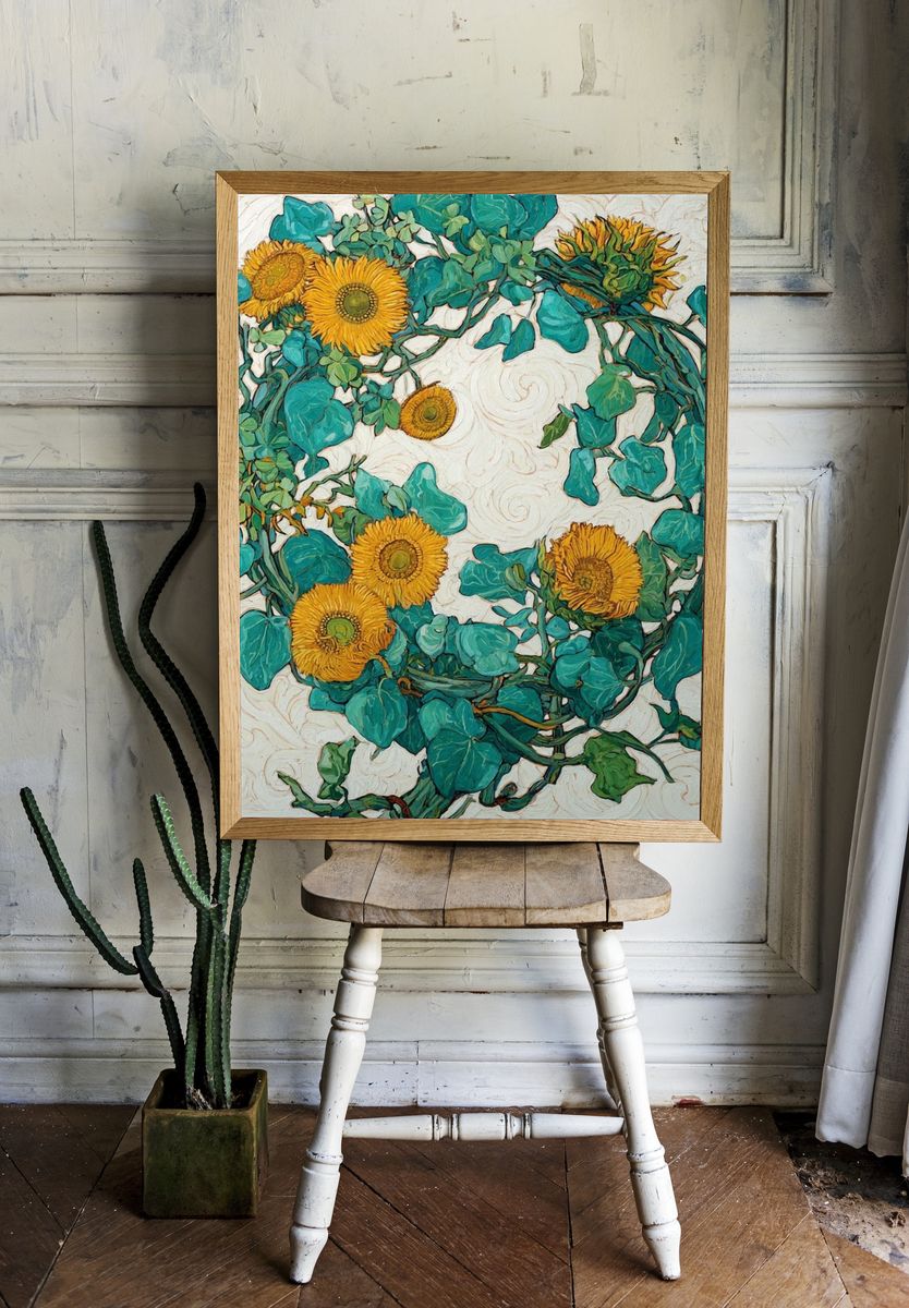 Sunflower Wreath — Fine Art Print room preview