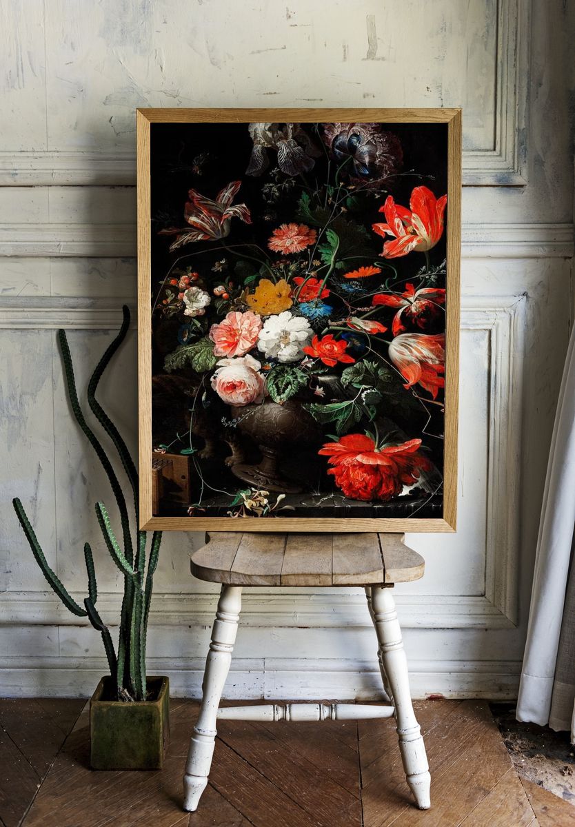 Vintage flower mobile wallpaper, iPhone. room preview