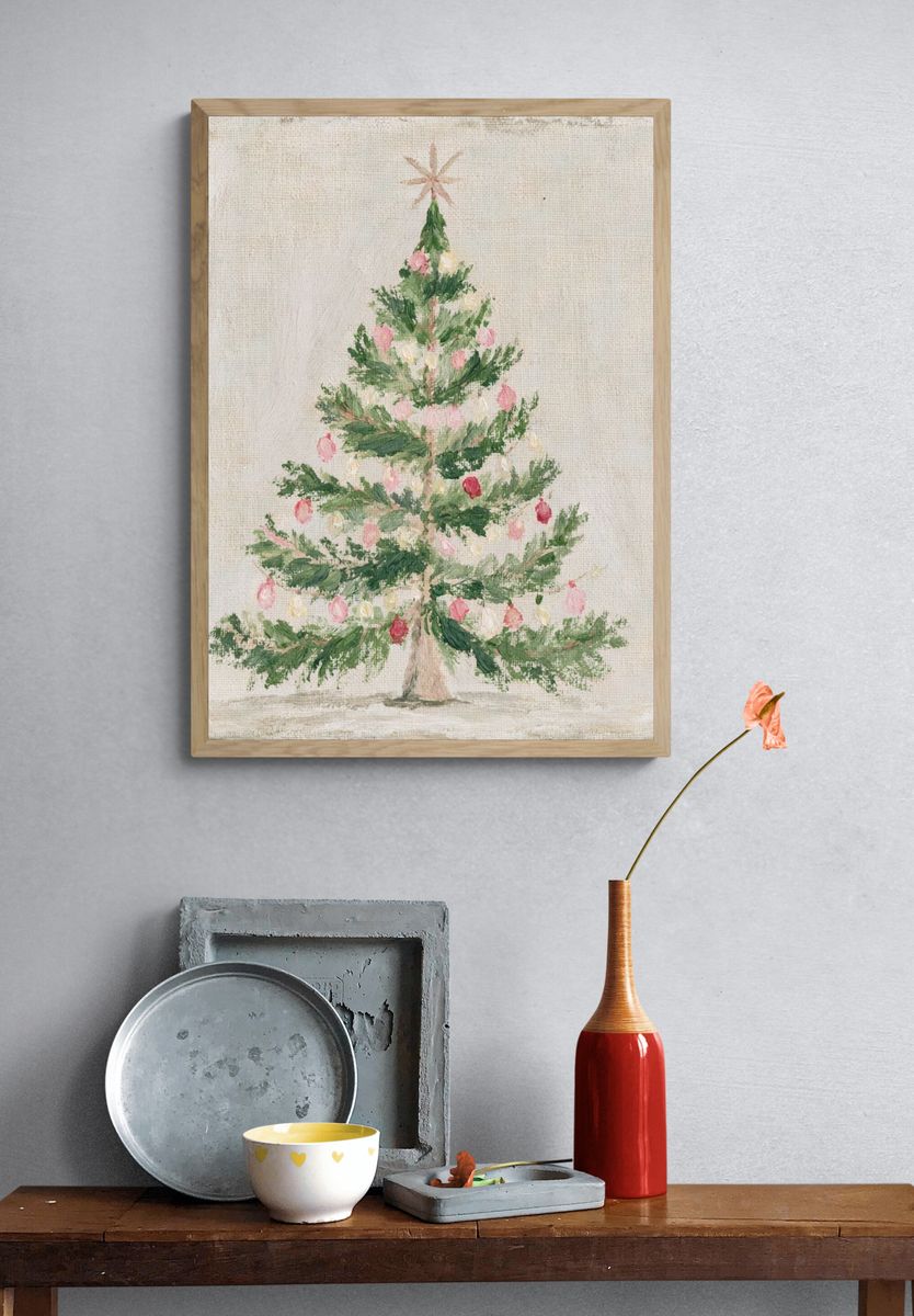 Vintage Christmas Tree Poster. — room view 3