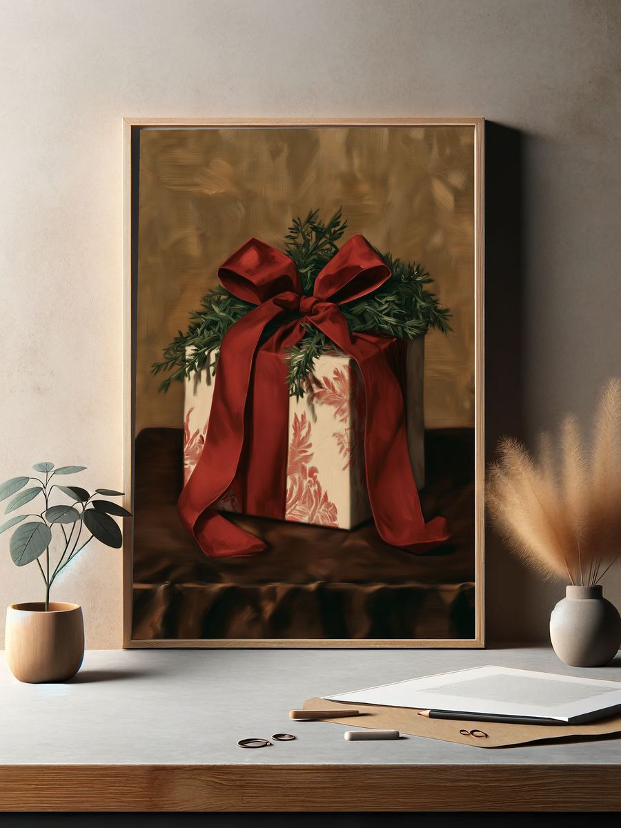 Festive Gift Box Still Life Print. — room view 2