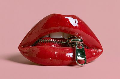 Glossy Red Lips Typography Poster. poster