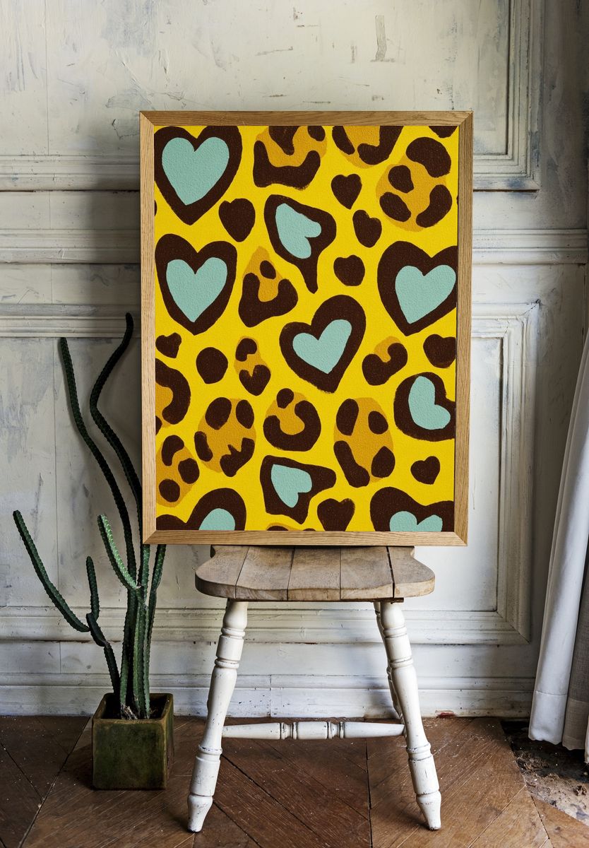 Leopard Hearts Pop-Art Poster. room preview