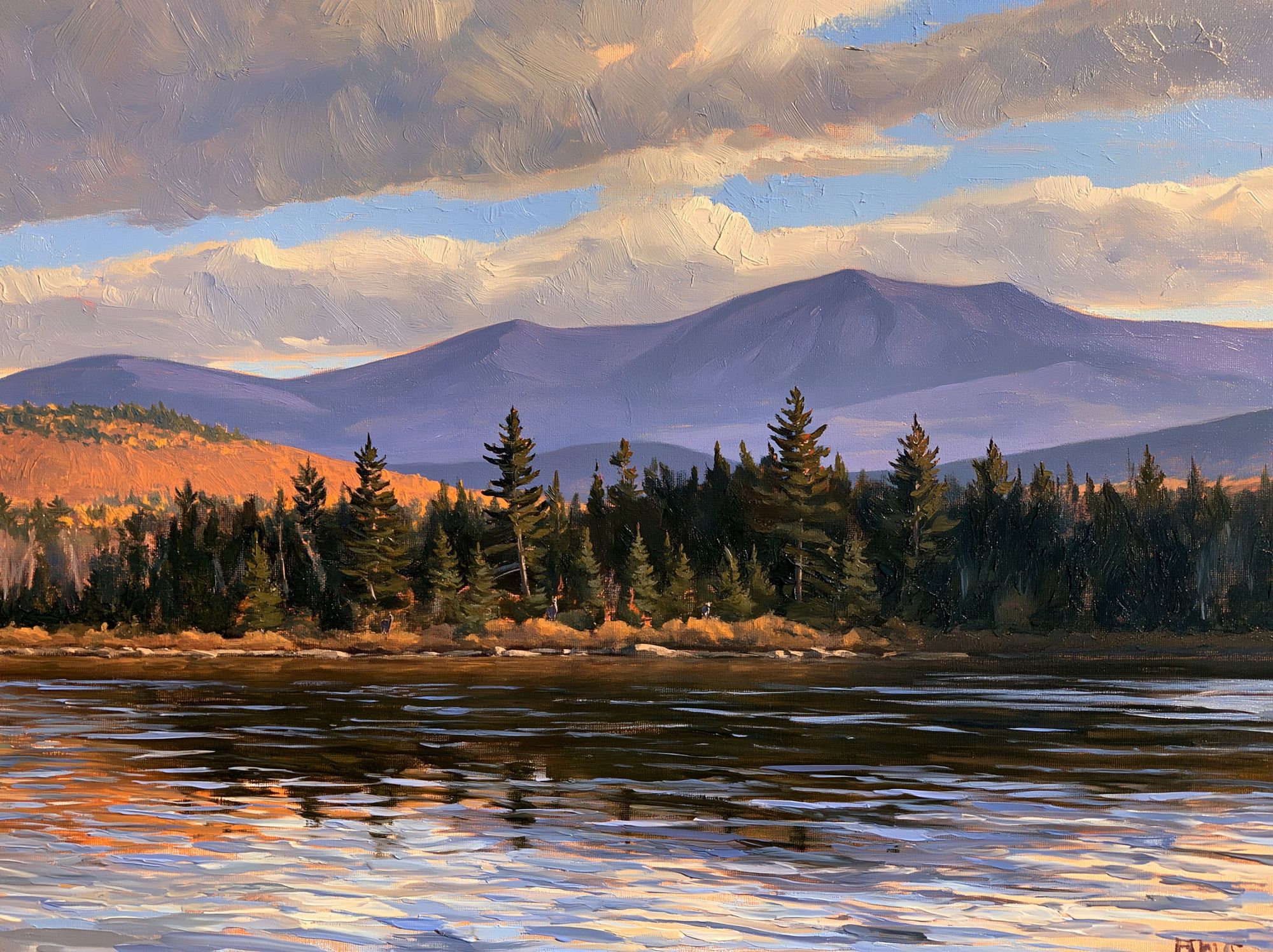Mountain Lake Landscape Painting Poster. poster detail
