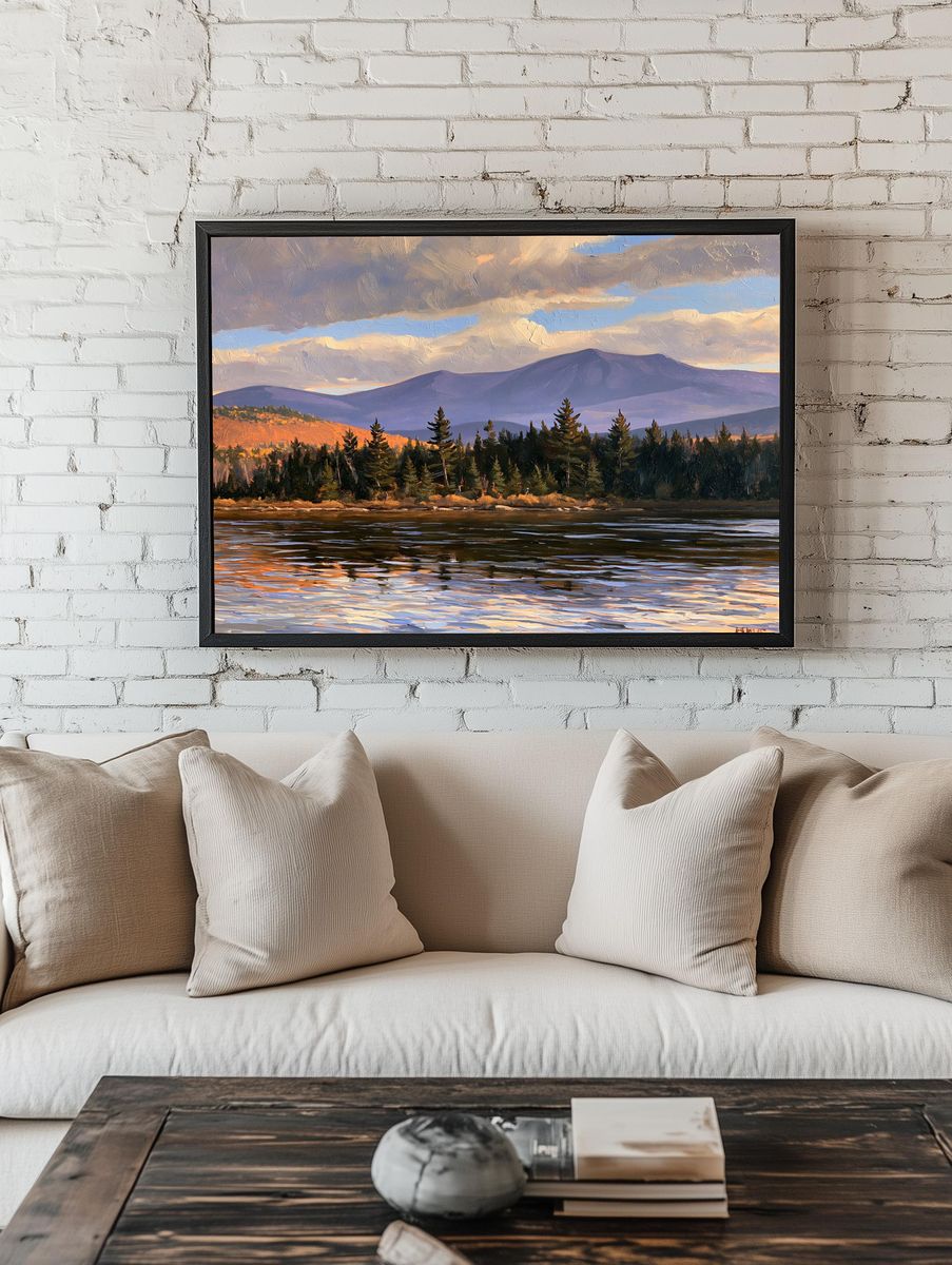 Mountain Lake Landscape Painting Poster. room preview