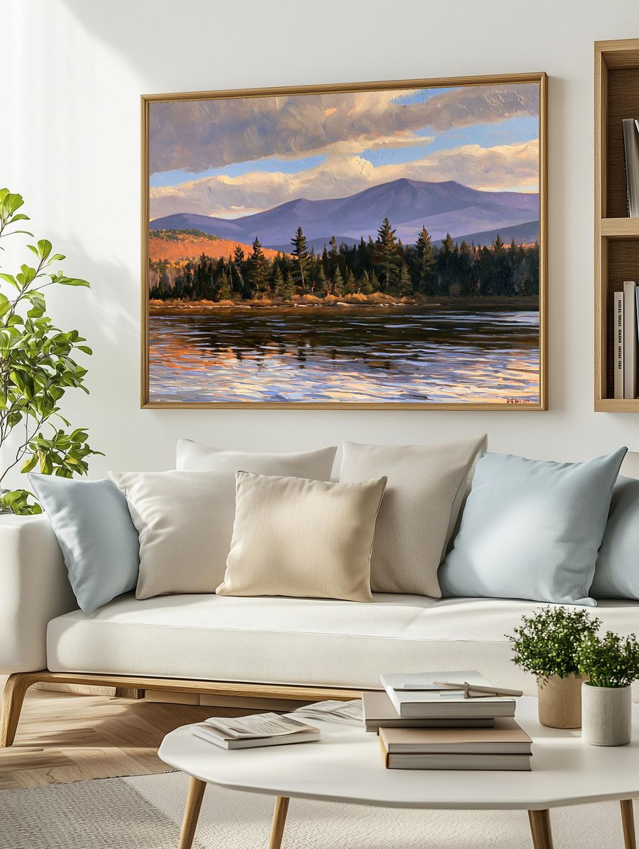 Mountain Lake Landscape Painting Poster. — room view 2