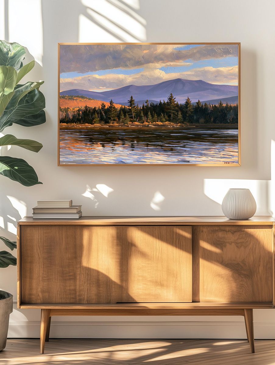 Mountain Lake Landscape Painting Poster. — room view 3