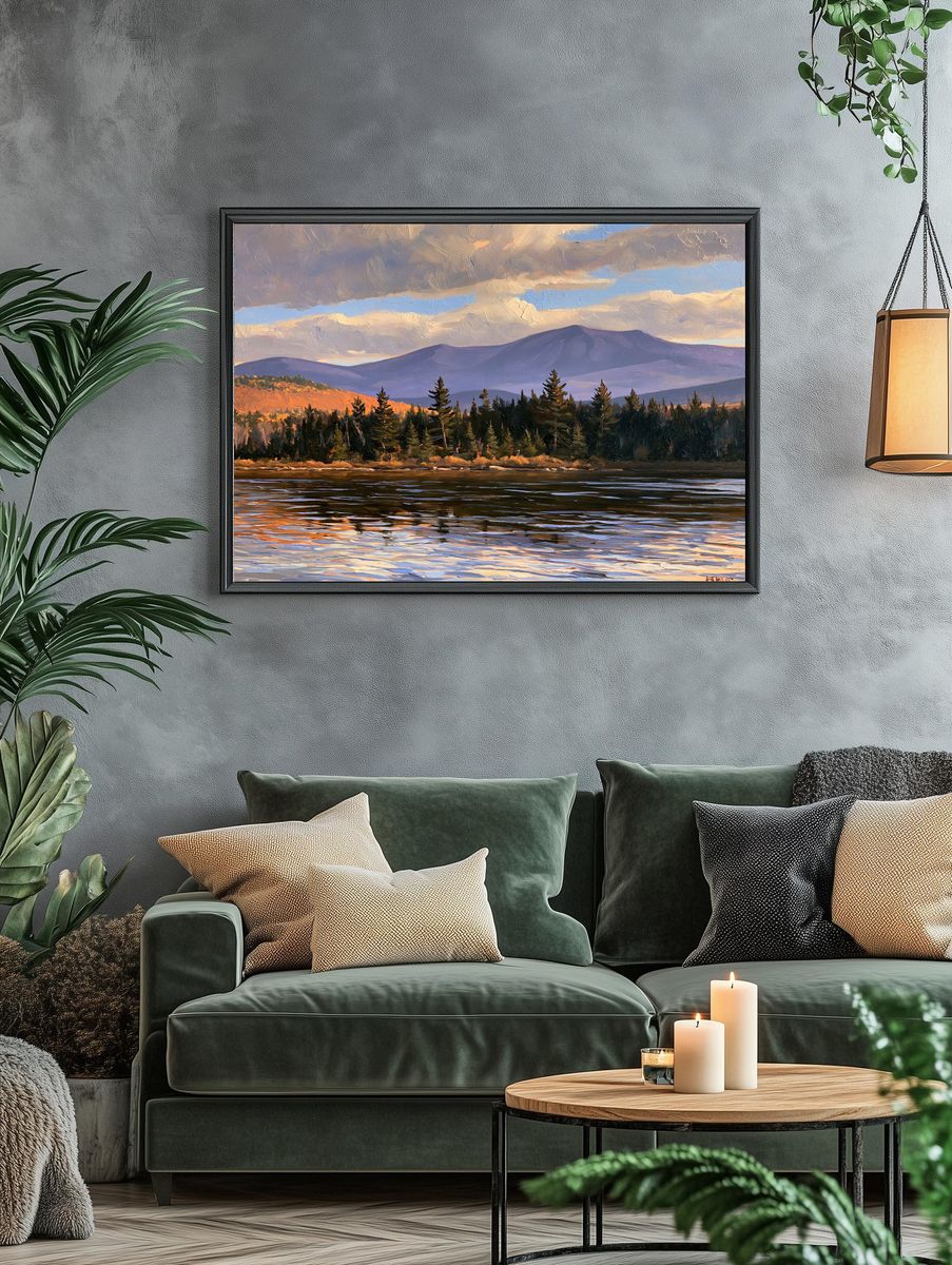 Mountain Lake Landscape Painting Poster. — room view 4