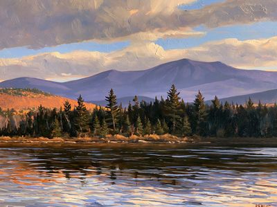 Mountain Lake Landscape Painting Poster.
