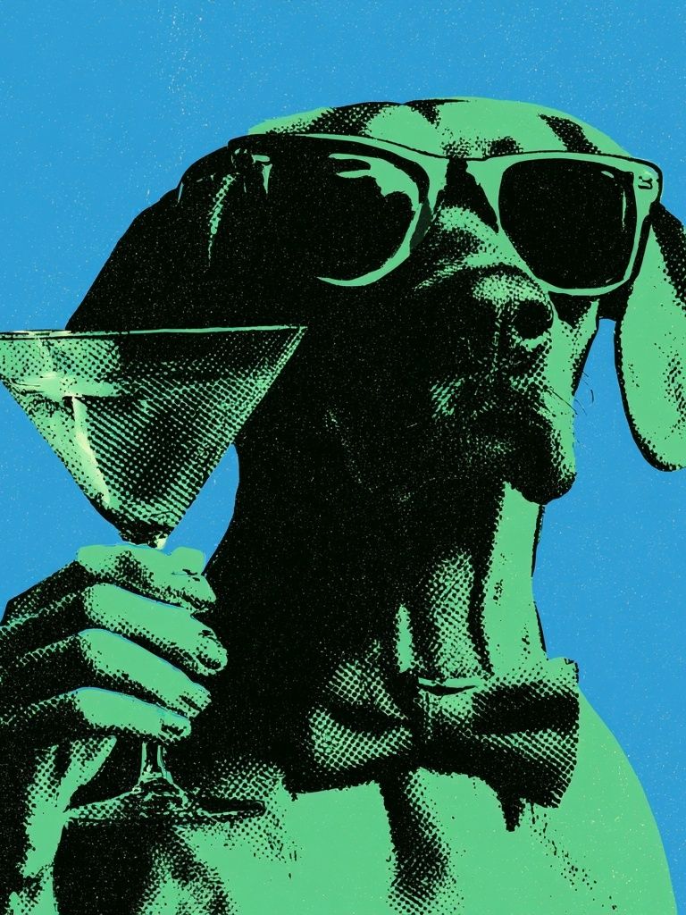Dog with Martini Pop-Art Poster. poster — fine-art art