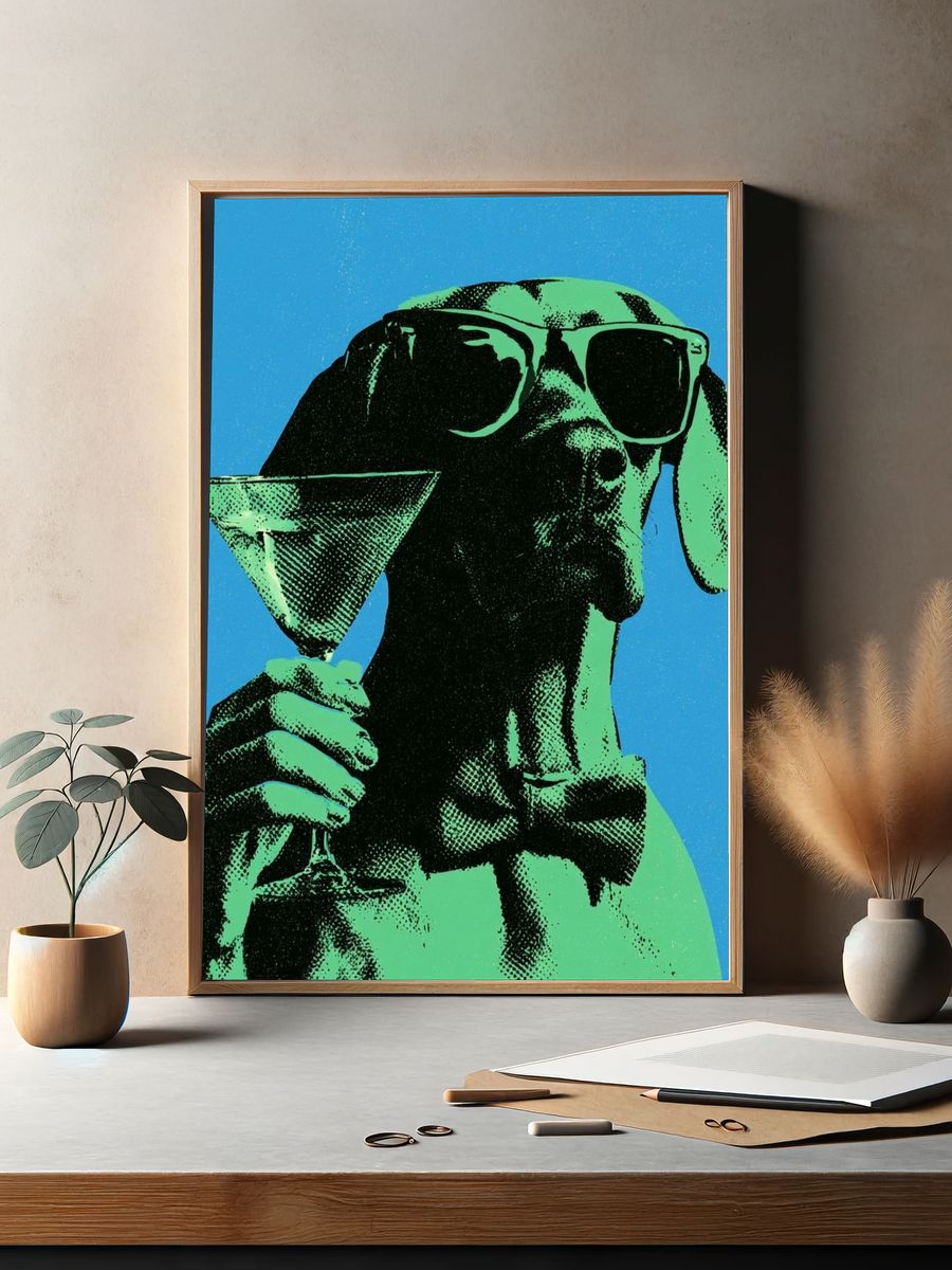 Dog with Martini Pop-Art Poster. — room view 2