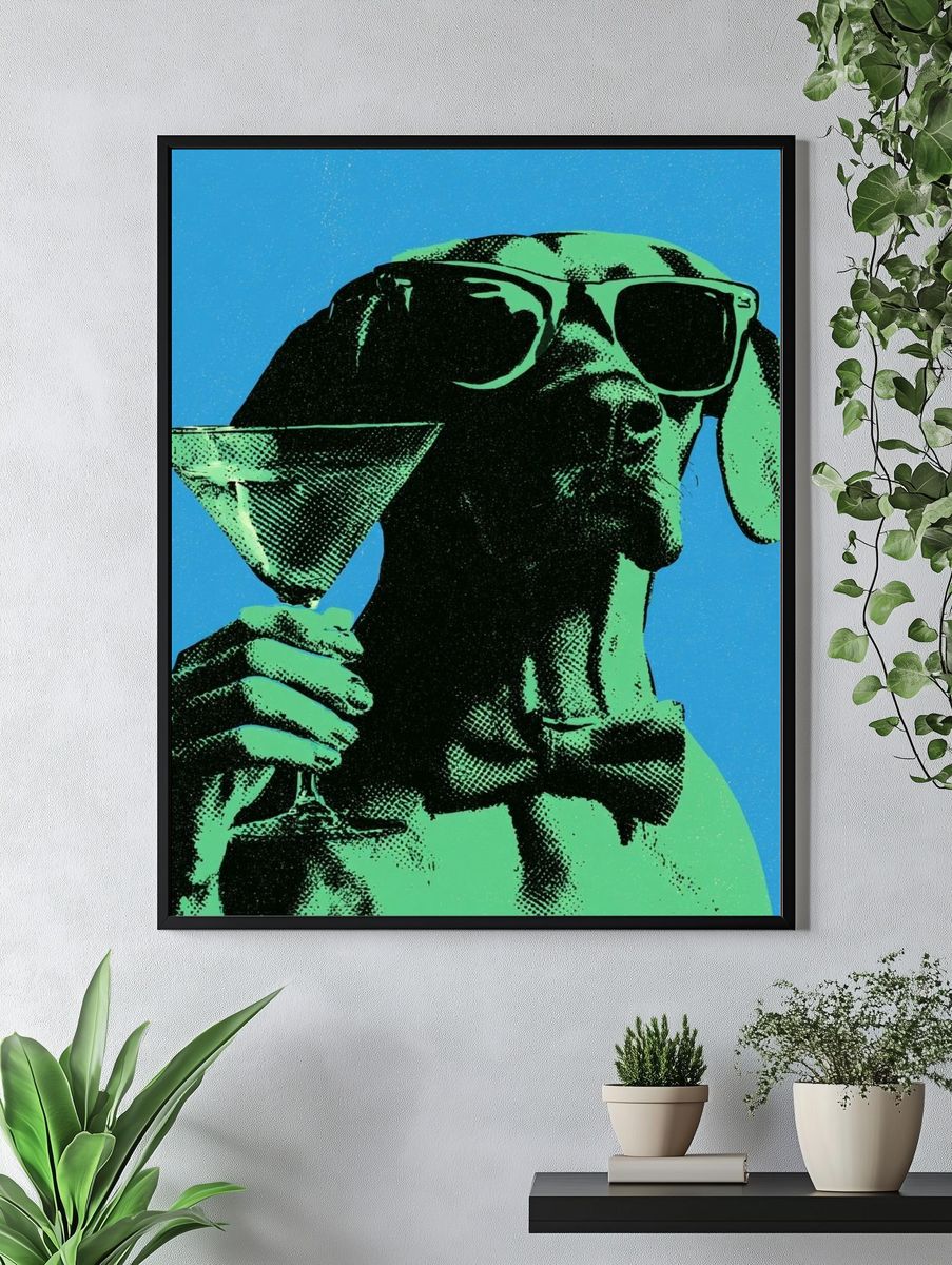 Dog with Martini Pop-Art Poster. — room view 4