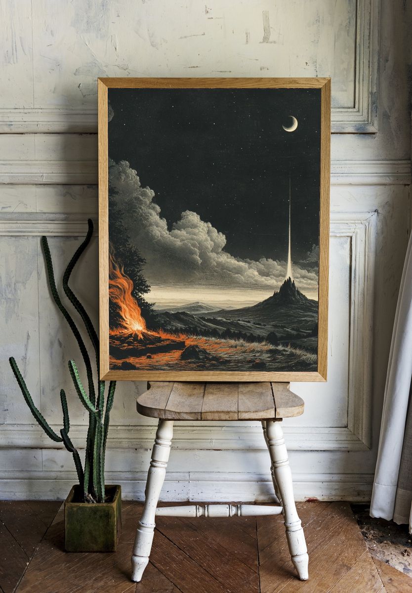 Mountain Campfire Night — Fine Art Print room preview
