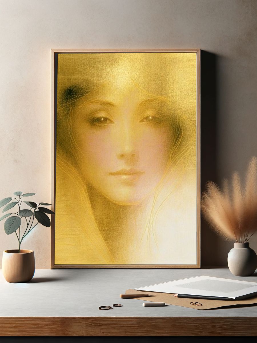 Golden Woman Portrait Print. — room view 2