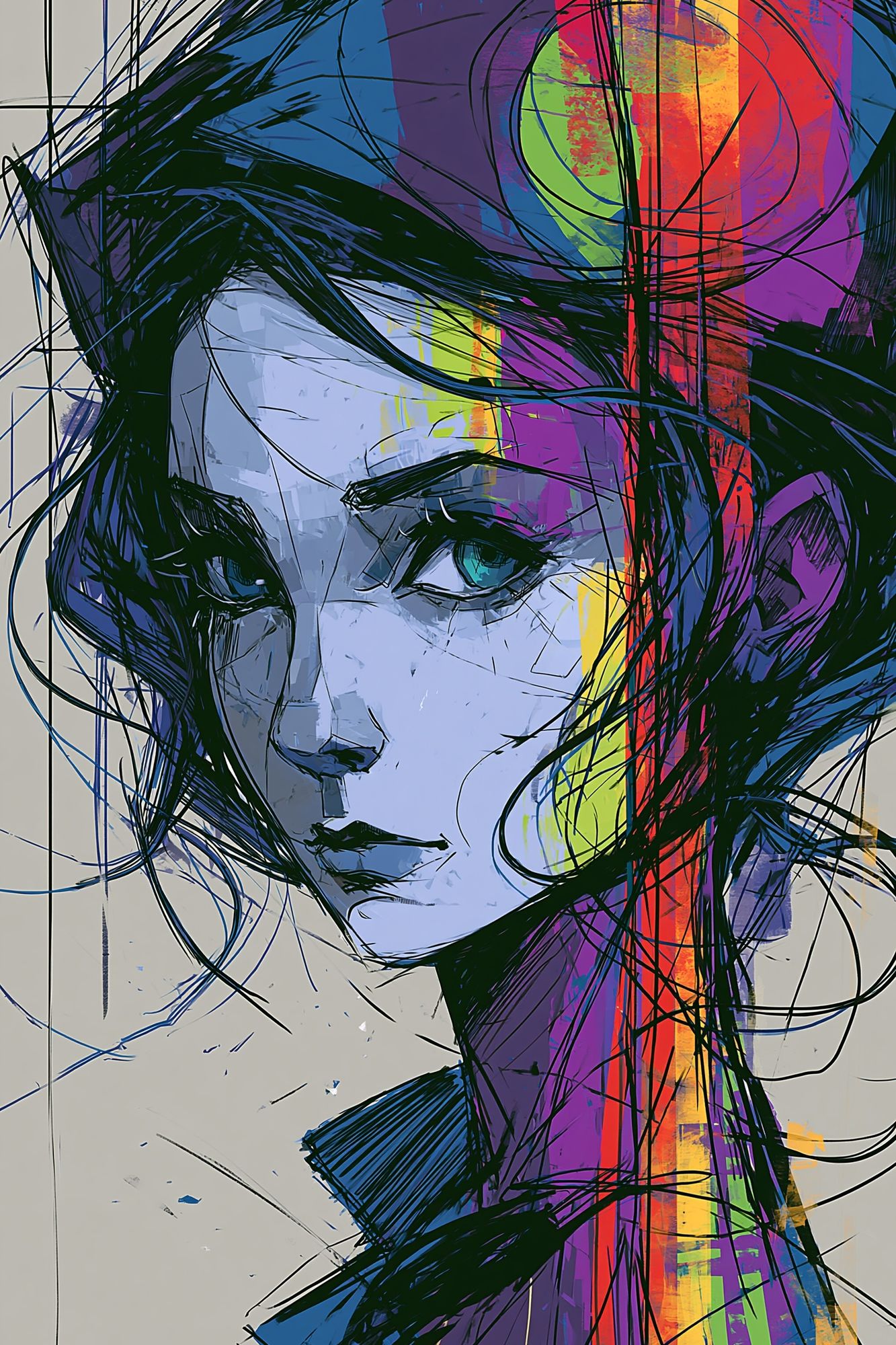 Abstract Woman Portrait Print. poster detail