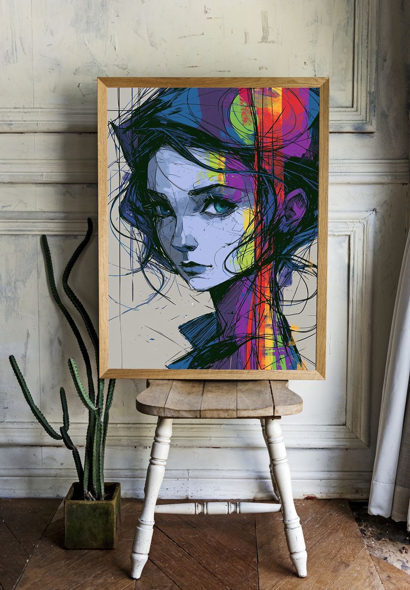 Abstract Woman Portrait Print. room preview