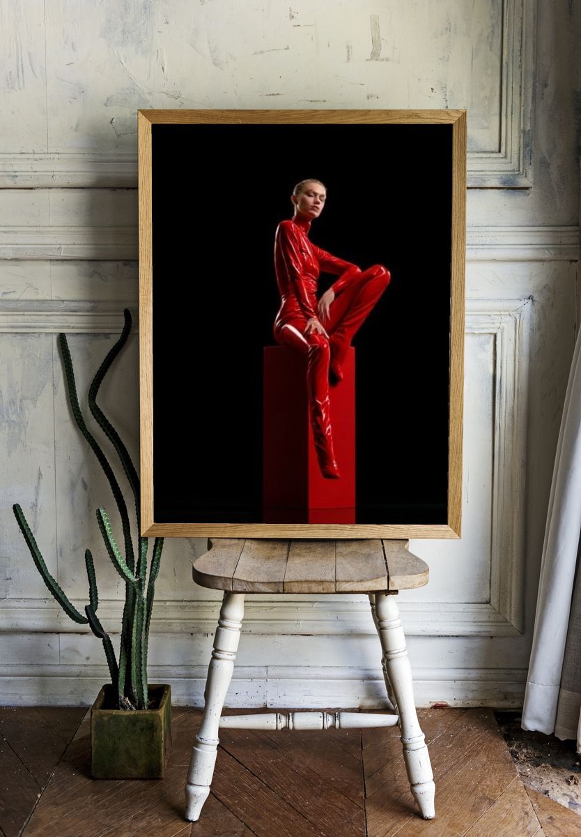 Red Fashion Portrait Poster. room preview