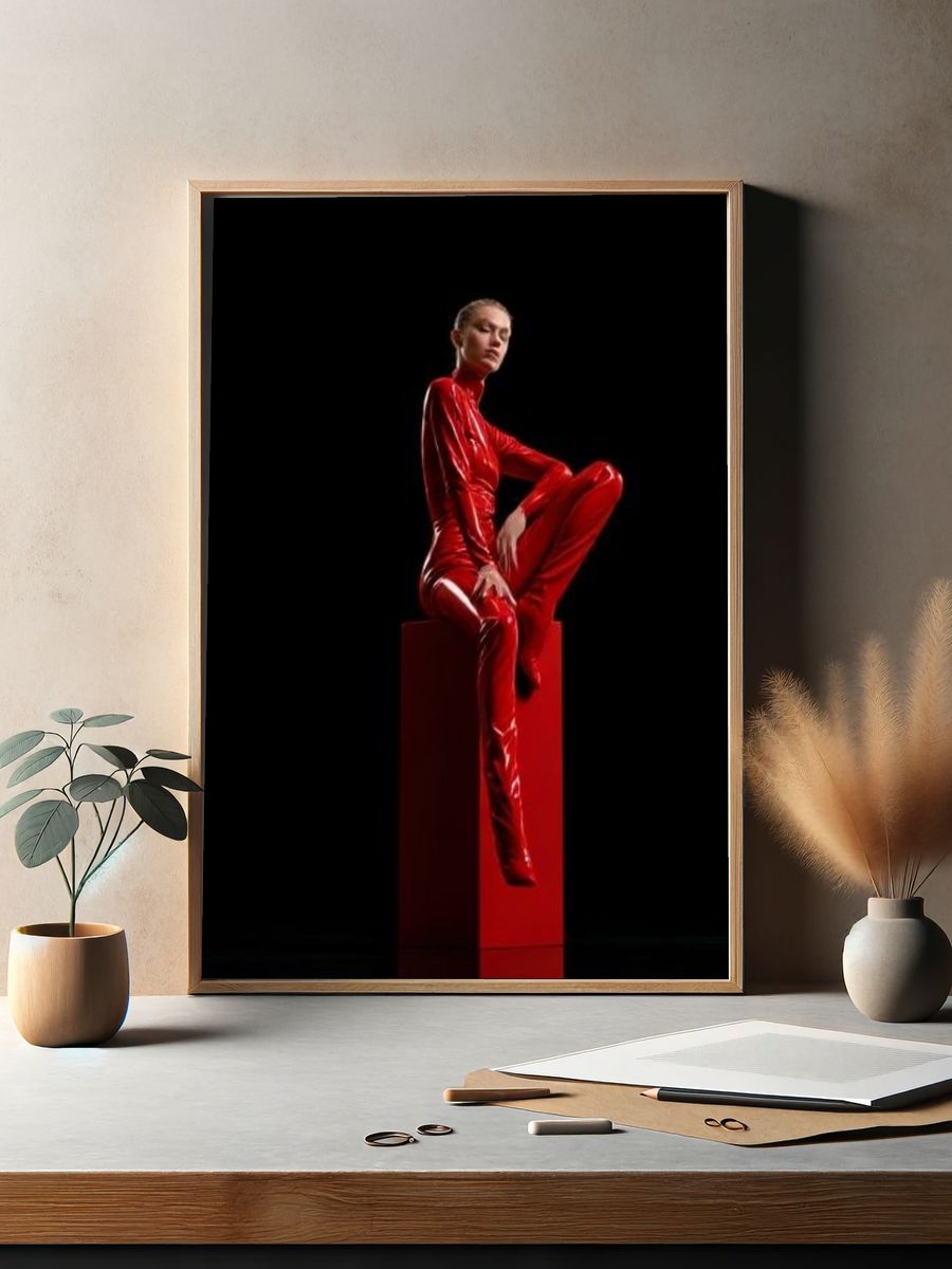 Red Fashion Portrait Poster. — room view 2