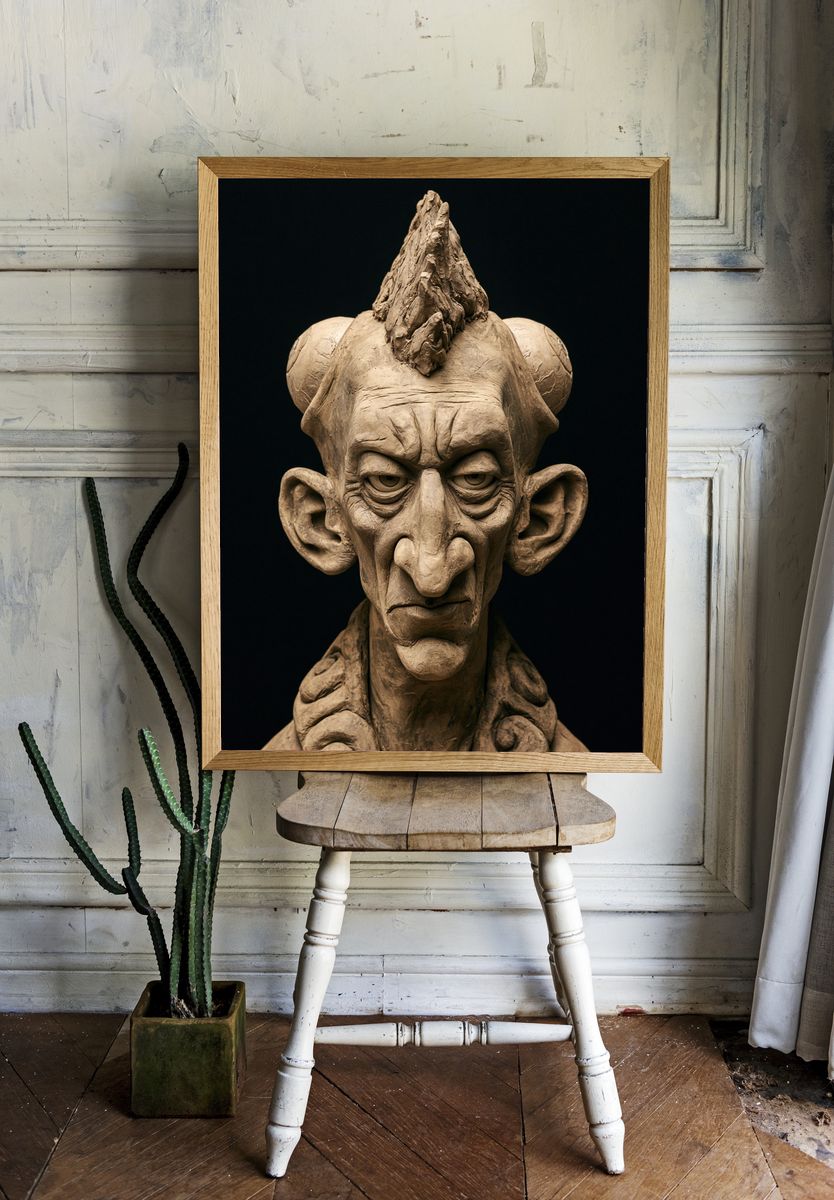 Gothic Clay Portrait Print. room preview